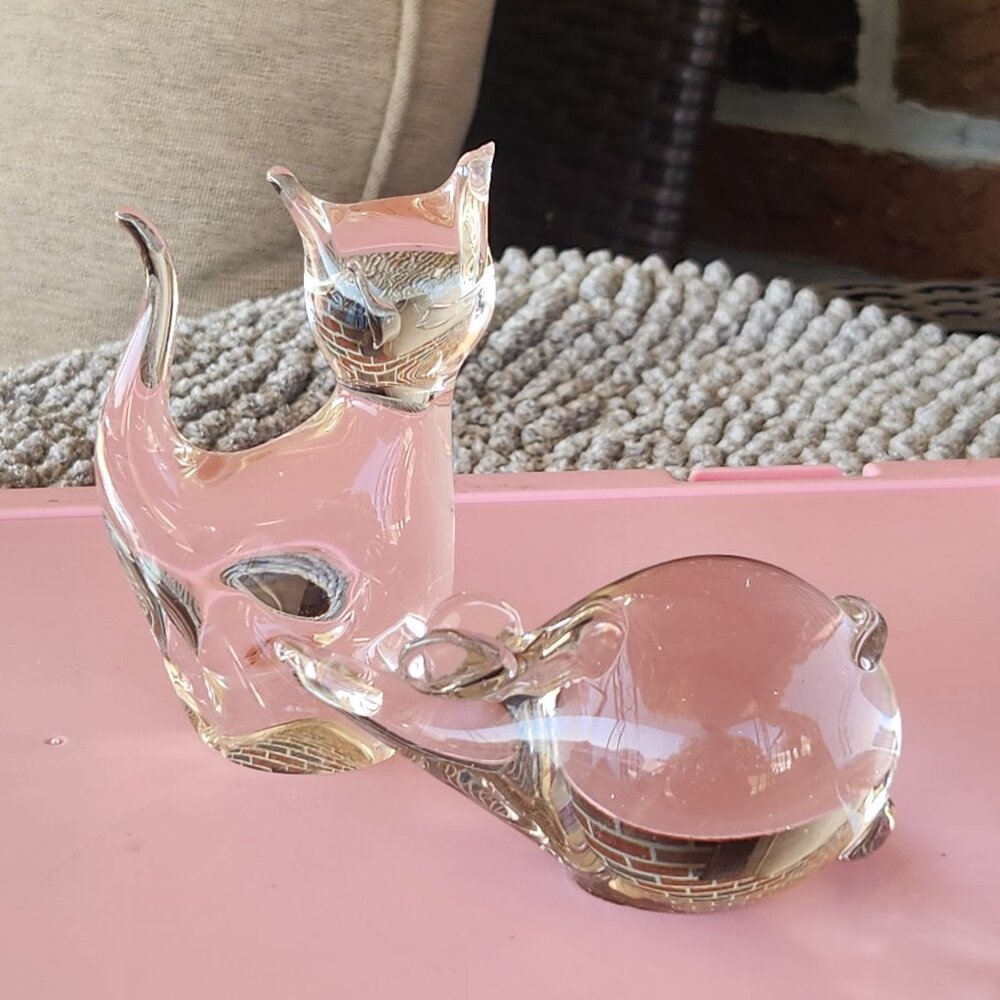 Cat & Mouse Glass Paperweight